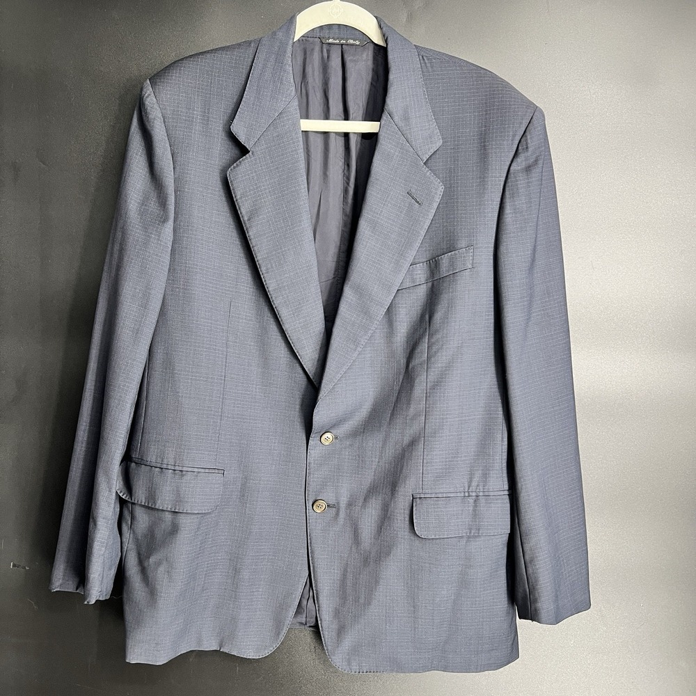 Canali Milano Super 120s Wool Blue Check Sport Coat Blazer Jacket Mens 44R